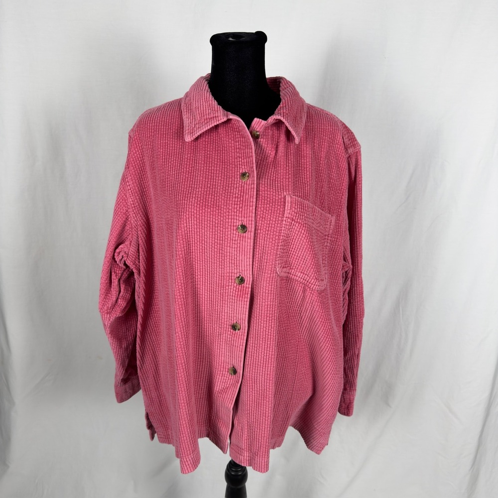 VTG L.L. Bean Pink Cotton Corduroy Shirt Jacket  - Women's XL‎